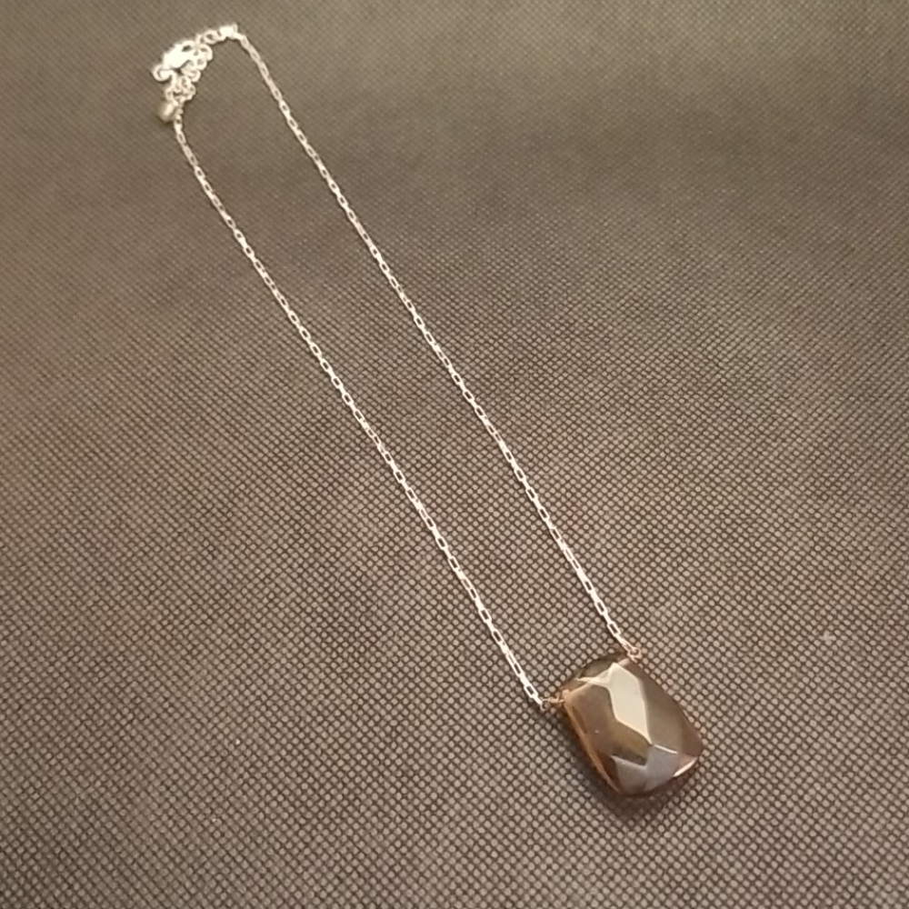 Sterling & brown glass necklace